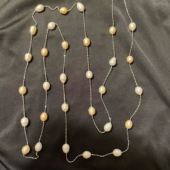 Pearl station necklace with earrings - Picture 1 of 3